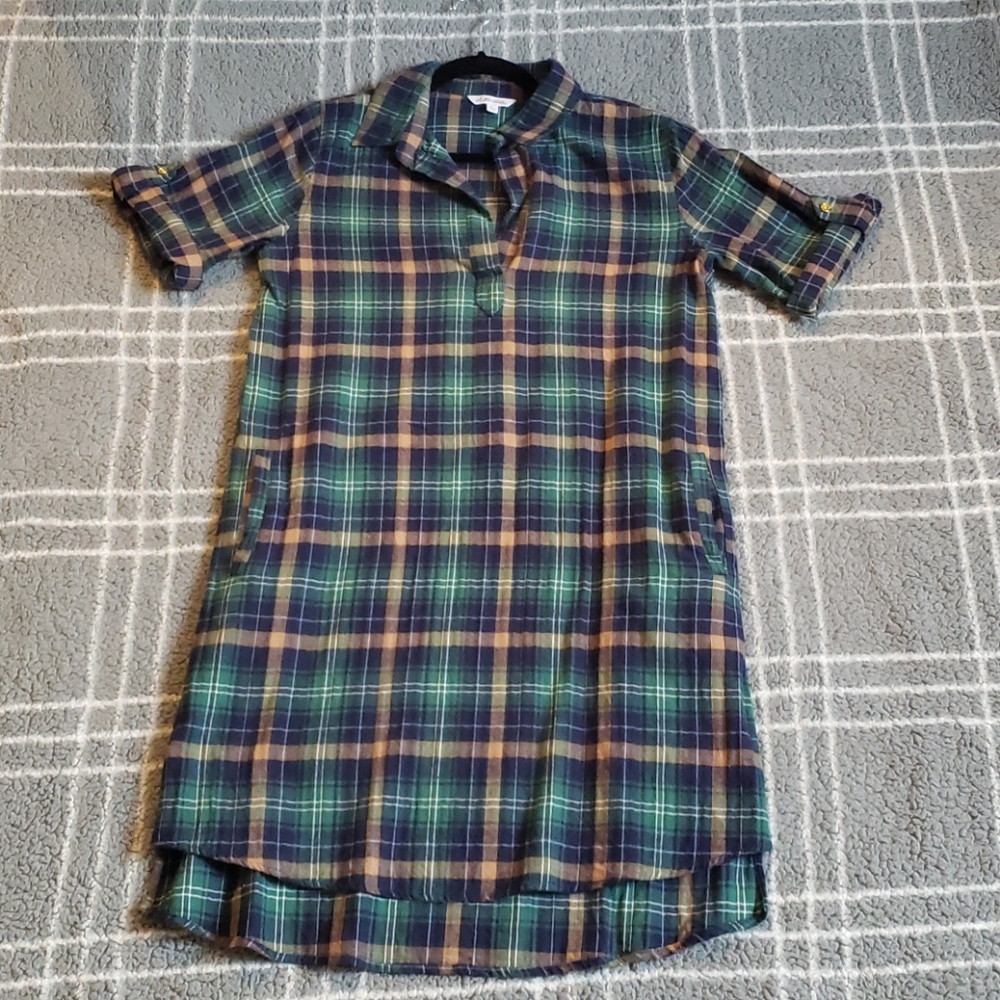 All for Color blue/green plaid dress, Large